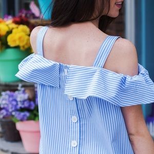 Striped off the shoulder/strap cami